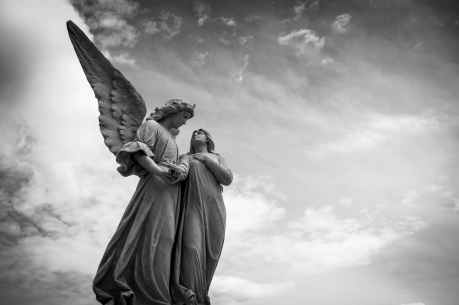 angel art black and white clouds